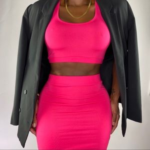 Two Piece Crop Top Midi Skirt Set Med.